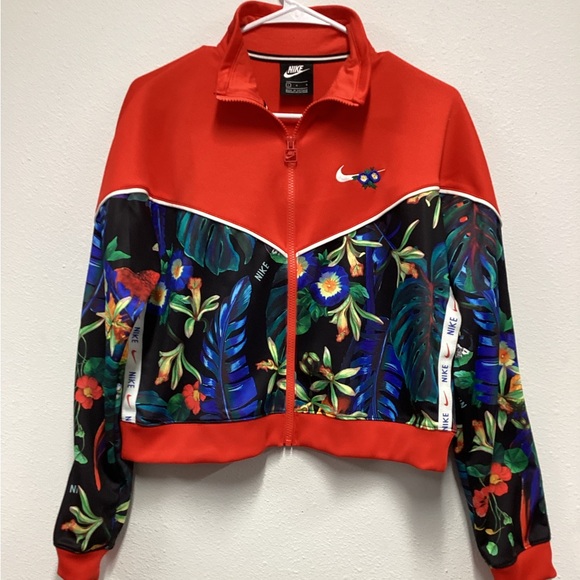 Nike Jackets & Blazers - NIKE MULTICOLOR RED FLORAL TROPICAL JACKET size L